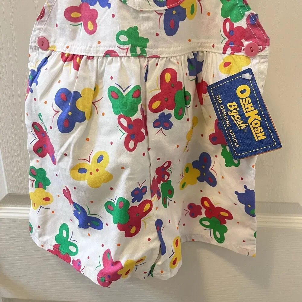 Vintage Oshkosh B'gosh Butterfly Overall Shorts Shortalls USA Girls 6X w/ TAGS